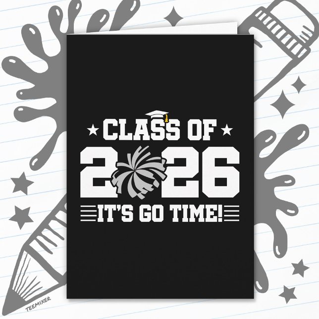 Class of 2026 Gray Cheer Graduation It’s Go Time Card (Creator Uploaded)