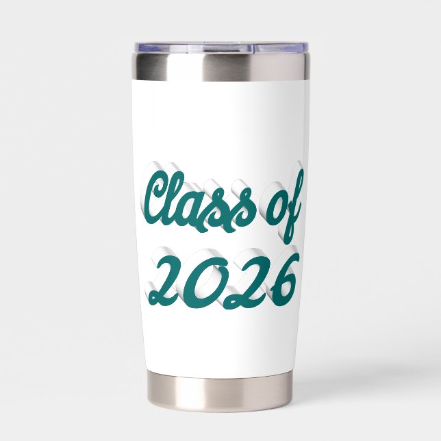 Class of 2026 green script graduation insulated tumbler (Front)