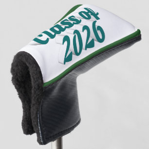 Class of 2026 green text graduation golf head cover