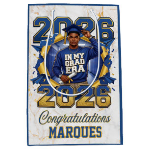Class of 2026 In my Grad Era Blue & Gold Medium Gift Bag