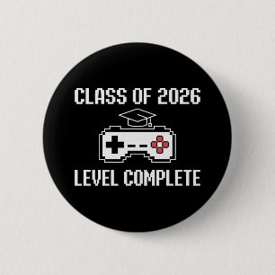 Class Of 2026 Level Complete Gaming Graduation 6 Cm Round Badge