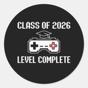 Class Of 2026 Level Complete Gaming Graduation Classic Round Sticker