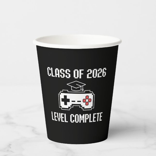 Class Of 2026 Level Complete Gaming Graduation Paper Cups (Front)