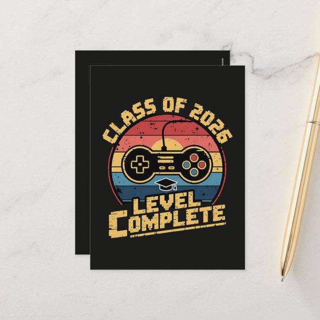 Class Of 2026 Level Complete Holiday Postcard (Front/Back In Situ)