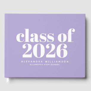 Class of 2026 Modern Lavender Personalised Guest Book