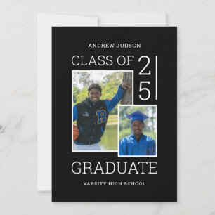 Class Of 2026 Photo Bio Black & White Open House Invitation