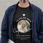 Class of 2026 photo congrats the grad graduation T-Shirt<br><div class="desc">Class of 2026 simple modern "congrats the grad" script black and white graduate photo personalized t-shirt. Personalize it with your picture, name, school name, and graduation year!</div>