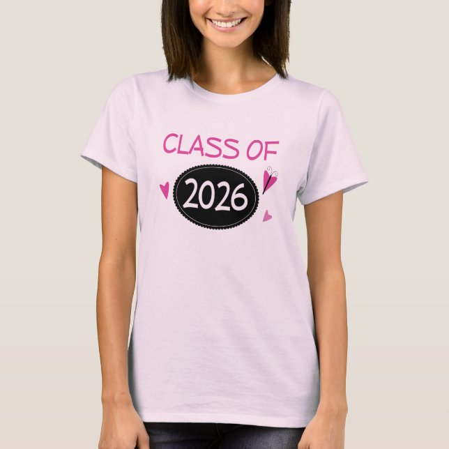 Class of 2026 Pink Butterfly T-Shirt (Front)