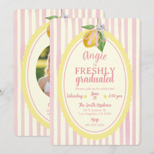 Class of 2026 Pink Lemon Graduation Party Invitation