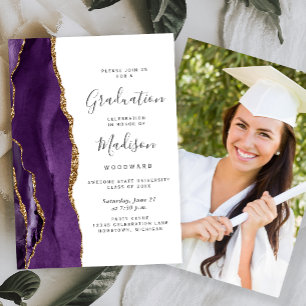 Class of 2026 Purple Agate Photo Graduation Invitation