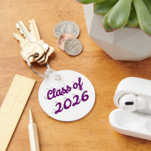Class of 2026 purple script  graduation  key ring
