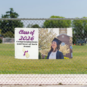 Class of 2026 purple script graduation  photo  banner