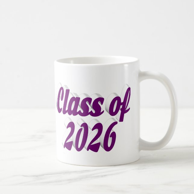 Class of 2026 purple text graduation coffee mug (Right)