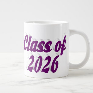 Class of 2026 purple text graduation large coffee mug