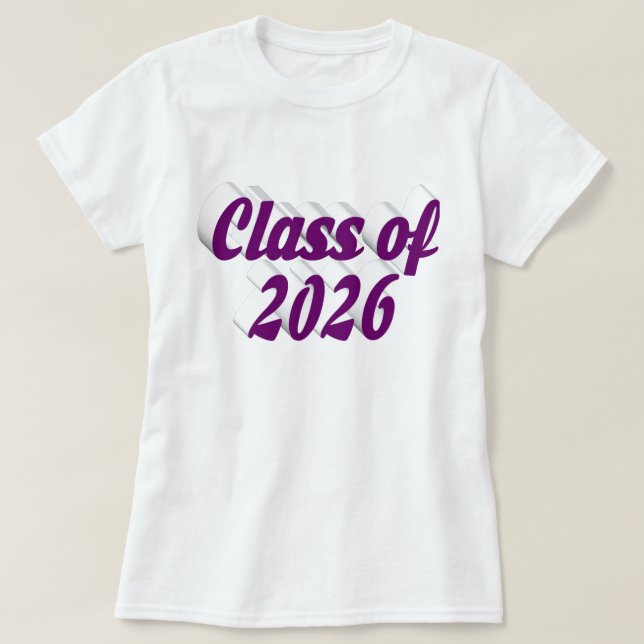 Class of 2026 purple text graduation T-Shirt (Design Front)
