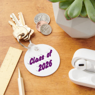 Class of 2026 purple typography graduation  key ring