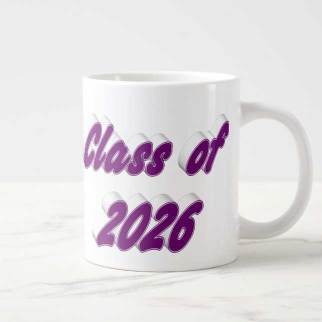 Class of 2026 purple typography graduation large coffee mug (Right)