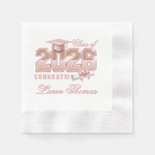 Class of 2026 Rose Gold Blush Glam Graduation Napkin