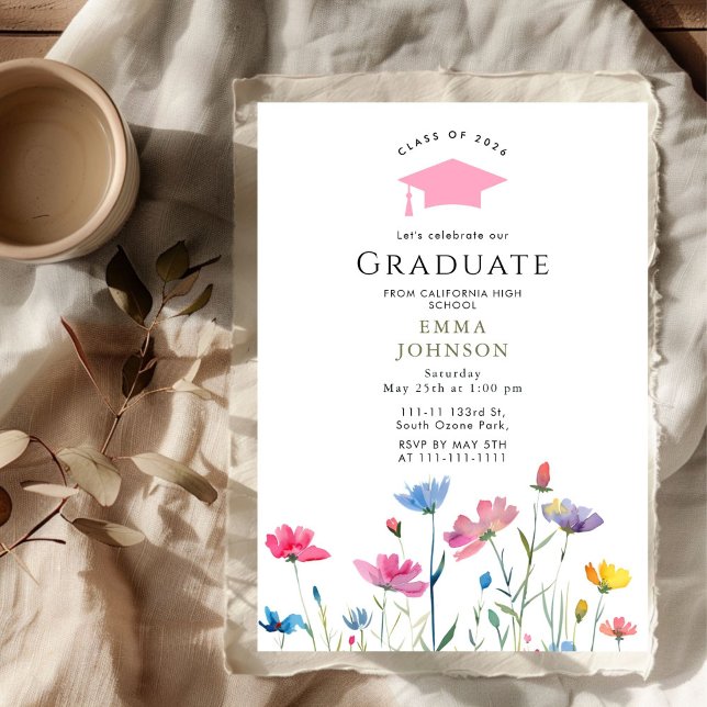 class of 2026 Rustic Spring Wildflower  Graduation Invitation (Creator Uploaded)
