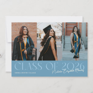 Class of 2026 Script Name Denim Blue Grad Photo Announcement