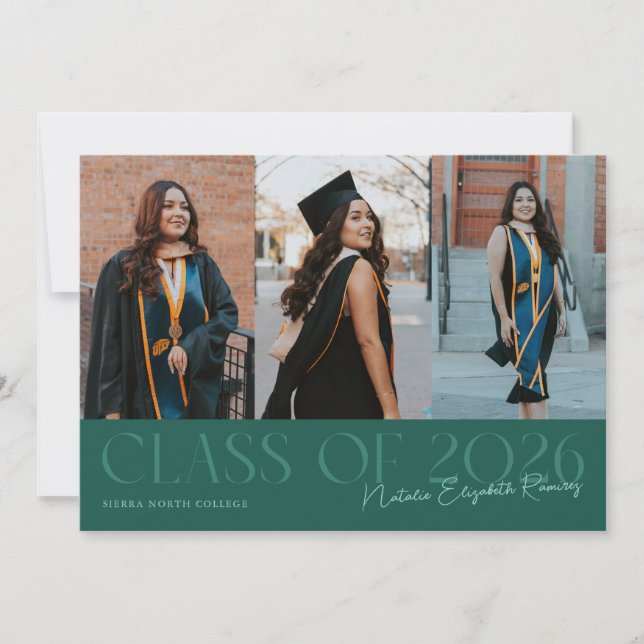 Class of 2026 Script Name Green Grad Photo Announcement (Front)