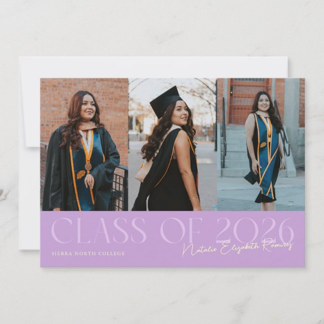 Class of 2026 Script Name Wisteria Grad Photo Announcement (Front)