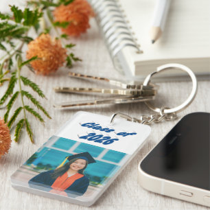 Class of 2026 sea blue typography graduation photo key ring
