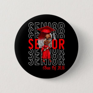 Class of 2026 Senior 2026 Black Women Girls 6 Cm Round Badge
