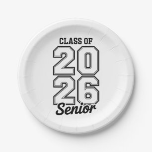 Class Of 2026 Senior 26 Graduation Graduate Paper Plate