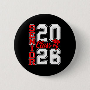 Class Of 2026 Senior 26 Red Graduation Graduate 6 Cm Round Badge