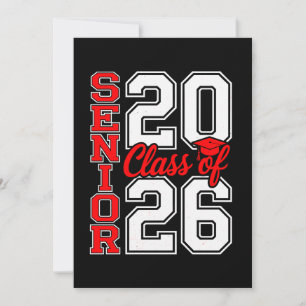 Class Of 2026 Senior 26 Red Graduation Graduate Announcement