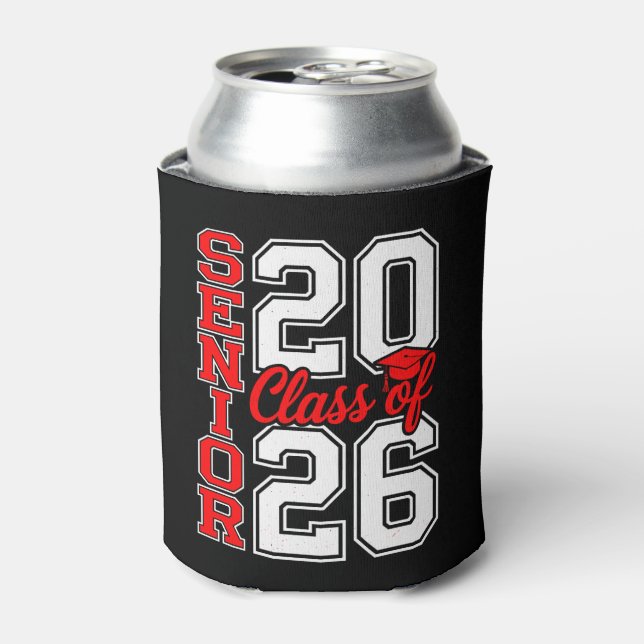 Class Of 2026 Senior 26 Red Graduation Graduate Can Cooler (Can Front)
