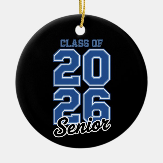 Class Of 2026 Senior Blue Graduation Graduate Ceramic Tree Decoration (Front)