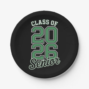 Class Of 2026 Senior Green Graduation Graduate Paper Plate
