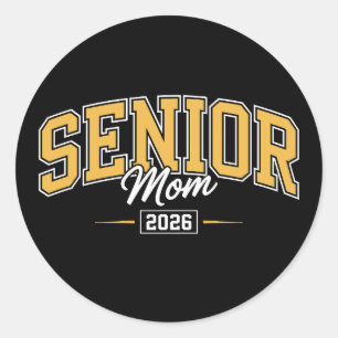 Class Of 2026 Senior Mum Gold Yellow Graduation Classic Round Sticker
