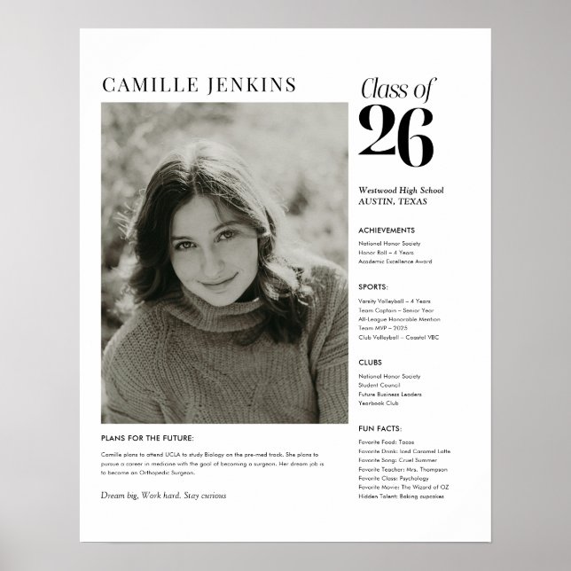 Class of 2026 Senior Photo Memory Poster (Front)