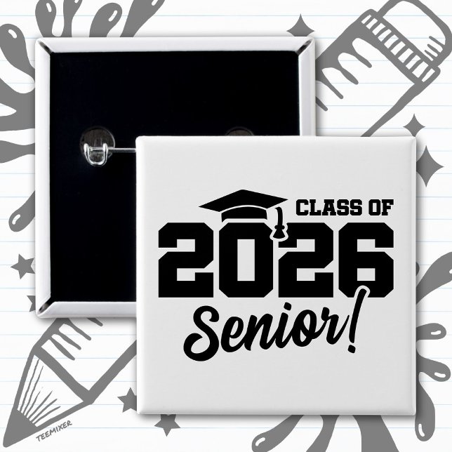 Class of 2026 Senior Varsity Graduation Fun Quote 15 Cm Square Badge (Creator Uploaded)