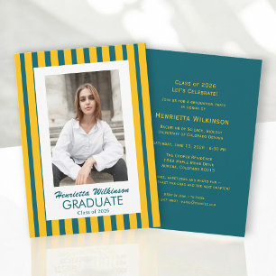 Class of 2026 Teal Gold Modern Graduation Party  Invitation