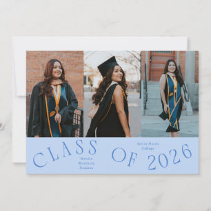 Class of 2026 Typography Grad Photo Icy Blue Announcement