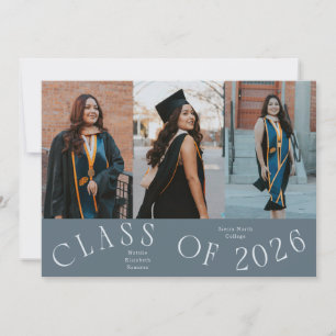 Class of 2026 Typography Grad Photo Slate Blue Announcement