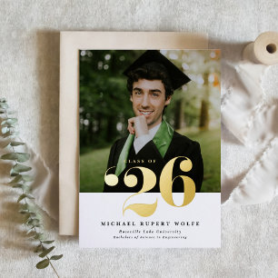 Class of 2026 Typography Photo Graduation Gold