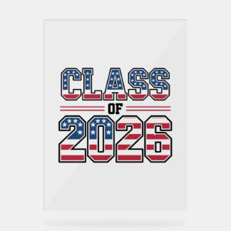 Class of 2026 USA Flag Graduation Acrylic Sign
