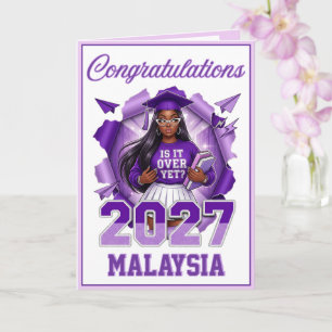 Class of 2027 African American Purple Graduation Card