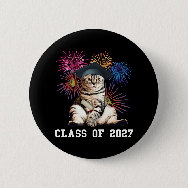 Class of 2027 Cat Lover 6 Cm Round Badge (Front)