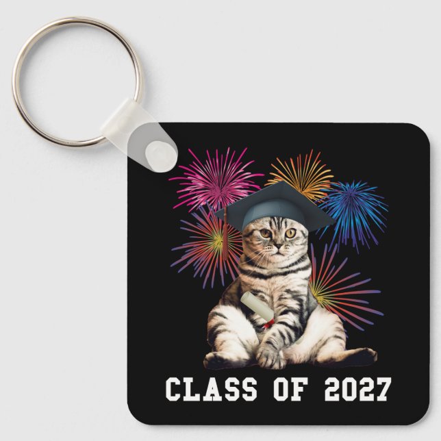 Class of 2027 Cat Lover Key Ring (Front)