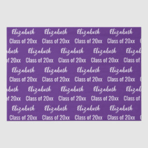 Class of 2027 Graduate Name Royal Purple and White Tissue Paper