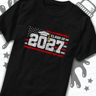 Class of 2027 Graduation American Flag Senior 2027 T-Shirt