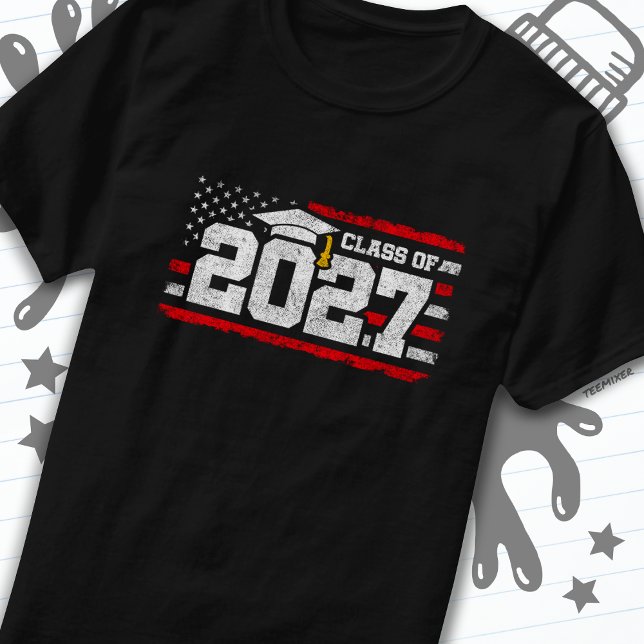Class of 2027 Graduation American Flag Senior 2027 T-Shirt (Creator Uploaded)