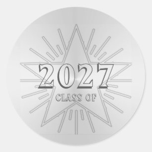 Class of 2027 Graduation Day by Janz Silver Star Classic Round Sticker