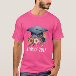 Class Of 2027 Senior Flower Graduation Graduate Gi T-Shirt